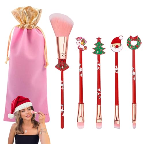 YGCHEN Weihnachts Make Up Pinsel Set Weihnachten Make-Up Pinselset Makeup Brushes Weihnachts Geschenk für Mädchen und Frauen 5 Stück von YGCHEN