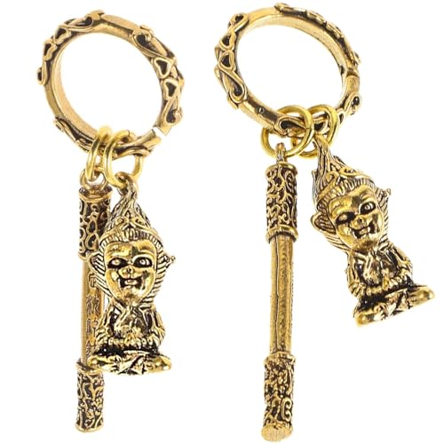 YGCHEN Wukong Schlüsselanhänger Affenkönig Anhänger Affenstatue Golden Cudgel Schlüsselringer Glücksbringer Schlüsselanhänger Geburtstagsgeschenk 2 Stück von YGCHEN
