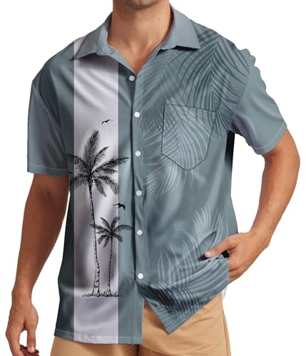 YGDSX Herren Hawaiihemd Kurzarm Casual Gedruckt Button Down Tropisches Hemd Sommer Urlaub Strand Hawaii Shirts, Cyan-Blau, 4X-Groß YGDSX Herren Hawaiihemd Kurzarm Casual Gedruckt Button Down Tropisches Hemd Sommer Urlaub Strand Hawaii Shirts, Cyan-Blau, 4X-Groß von YGDSX