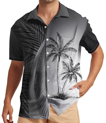 YGDSX Herren Hawaiihemd Kurzarm Casual Gedruckt Button Down Tropisches Hemd Sommer Urlaub Strand Hawaii Shirts, Schwarz-Weiß-Farbverlauf, 5X-Groß YGDSX Herren Hawaiihemd Kurzarm Casual Gedruckt Button Down Tropisches Hemd Sommer Urlaub Strand Hawaii Shirts, Schwarz-Weiß-Farbverlauf, 5X-Groß von YGDSX