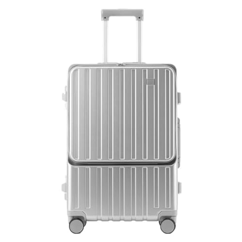 Wasserdichte Koffer Box Vorne Öffnen Rahmen Aluminiumlegierung Koffer Herren Hohe Box Gepäckcode Universal Trolley Trolley Leichtes Koffer(Plateado,20in) von YGDYFDC
