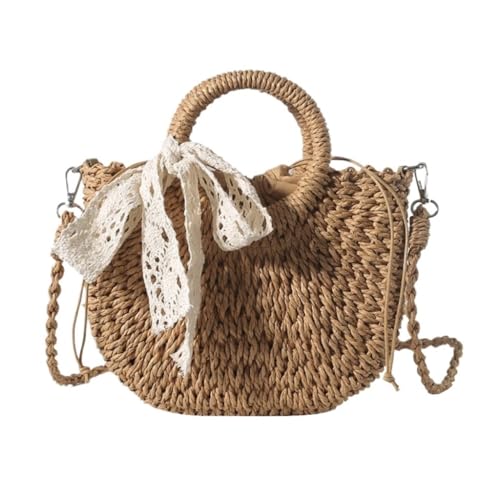 YGDYFDC Design-Strohsack Strohtasche Crossbody Schultertasche Strandurlaub Handgemachte Gewebte Tasche Kleine Frische Handtasche Lässige Strohtasche(K) von YGDYFDC