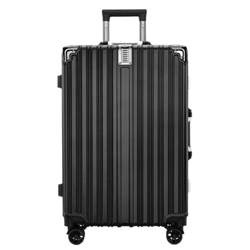 YGDYFDC Koffer Retro Antikollisions-Aluminiumrahmen-Trolley-Koffer Anti-Fall-Ladeanschluss-Koffer for Männer und Frauen Reisekoffer(Black,24cm) von YGDYFDC