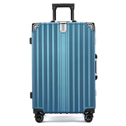 YGDYFDC Koffer Retro Antikollisions-Aluminiumrahmen-Trolley-Koffer Anti-Fall-Ladeanschluss-Koffer for Männer und Frauen Reisekoffer(Blue,26cm) von YGDYFDC