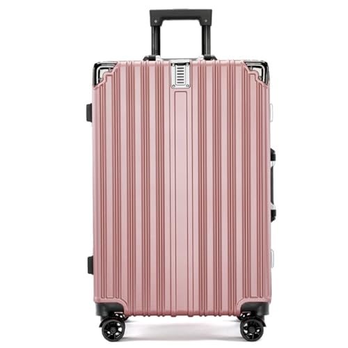 YGDYFDC Koffer Retro Antikollisions-Aluminiumrahmen-Trolley-Koffer Anti-Fall-Ladeanschluss-Koffer for Männer und Frauen Reisekoffer(Pink,24cm) von YGDYFDC