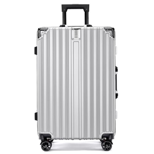 YGDYFDC Koffer Retro Antikollisions-Aluminiumrahmen-Trolley-Koffer Anti-Fall-Ladeanschluss-Koffer for Männer und Frauen Reisekoffer(Silver,22cm) von YGDYFDC