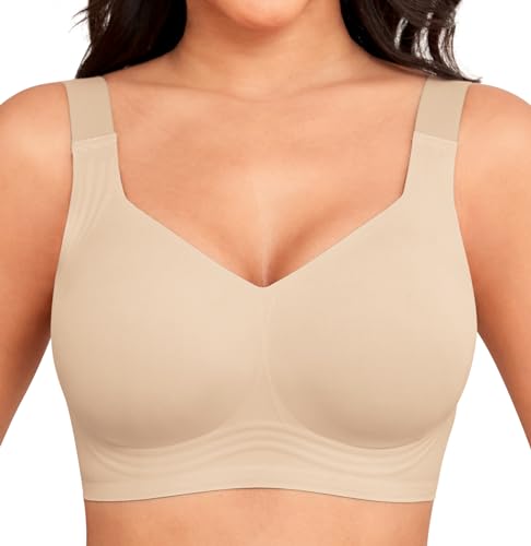 YGJIEGENG BH Damen Ohne Bügel V-Ausschnitt Klassische Soft Nahtloser Bügelloser BH Komfort Büstenhalter Große Größen Guter Halt Nude 2XL YGJIEGENG BH Damen Ohne Bügel V-Ausschnitt Klassische Soft Nahtloser Bügelloser BH Komfort Büstenhalter Große Größen Guter Halt Nude 2XL von YGJIEGENG