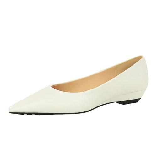 Frauen Vollfarbe Keil Absatz Pumpe 2,5 cm Mode Braut Hochzeit Hochzeitsfeier Kleid Heeded Schuhe (Weiß,37) von YGJKLIS