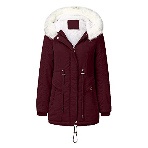 YGJKLIS Damen Kapuzenjacken Parka Mantel Reißverschluss Puffermantel mit 2 Taschen Winter Super Warm Soft (rot,4XL) von YGJKLIS