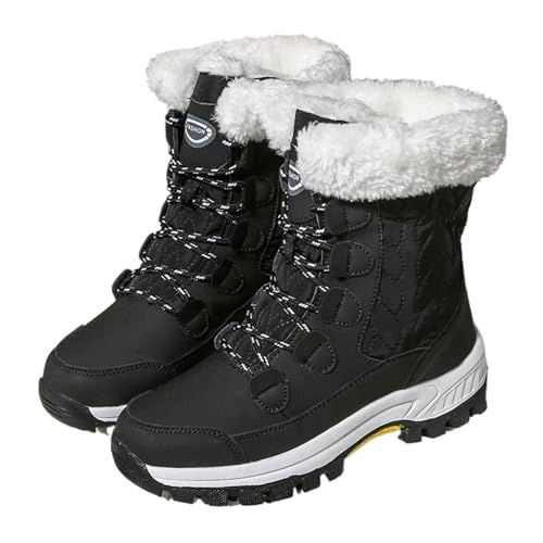 YGLEEULI Damen Klassische Schneestiefel Winter Warme Schuhe Plateauschuhe Damen Stiefel Ankle Booties für Damen(Black,6) von YGLEEULI