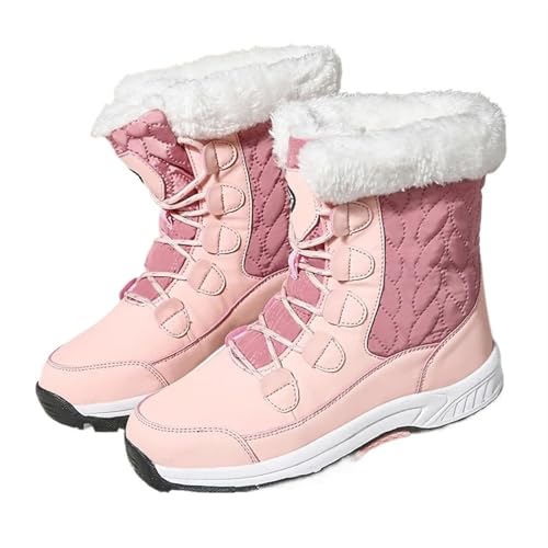 YGLEEULI Damen Klassische Schneestiefel Winter Warme Schuhe Plateauschuhe Damen Stiefel Ankle Booties für Damen(Pink,9) von YGLEEULI