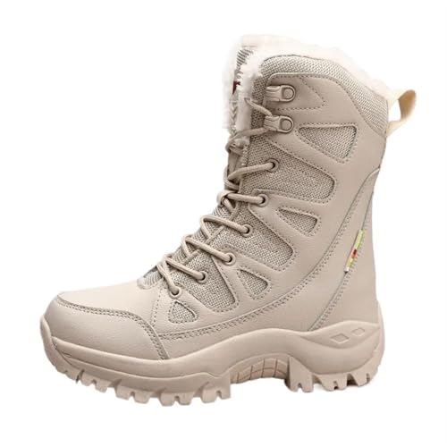 YGLEEULI Schneestiefel for Damen und Herren, Plateaustiefel, rutschfeste Winterschuhe, warme Schuhe, wasserdicht, knöchelhohe Stiefel, Größe für Damen(Beige,41) von YGLEEULI