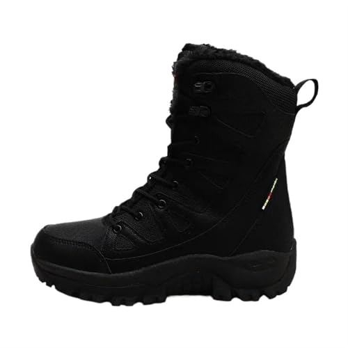 YGLEEULI Schneestiefel for Damen und Herren, Plateaustiefel, rutschfeste Winterschuhe, warme Schuhe, wasserdicht, knöchelhohe Stiefel, Größe für Damen(Black,44) von YGLEEULI