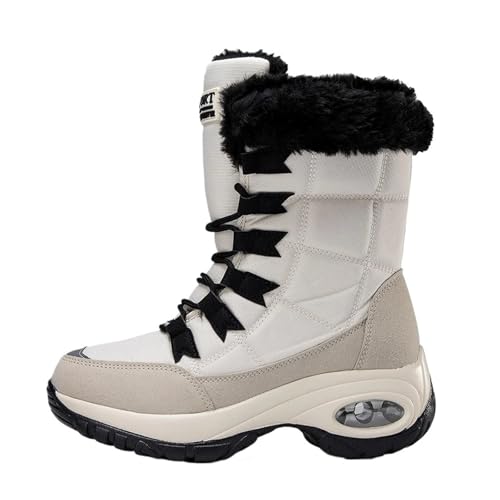 YGLEEULI Winterschuhe aus Plüsch for Damen, große Plateausohle, rutschfeste Schneestiefel, bequeme Arbeitsstiefel for den Außenbereich für Damen(Beige,40) von YGLEEULI