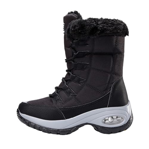 YGLEEULI Winterschuhe aus Plüsch for Damen, große Plateausohle, rutschfeste Schneestiefel, bequeme Arbeitsstiefel for den Außenbereich für Damen(Black,40) von YGLEEULI