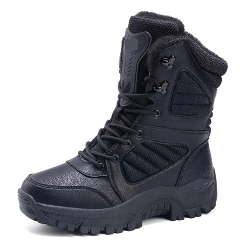YGLEEULI Winterstiefel High-Top wasserdichte Stiefeletten dick plus warm große Größe Schnee Wanderstiefel Outdoor Baumwollschuhe Turnschuhe für Damen(Black,11) von YGLEEULI
