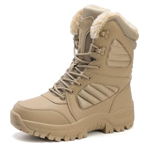 YGLEEULI Winterstiefel High-Top wasserdichte Stiefeletten dick plus warm große Größe Schnee Wanderstiefel Outdoor Baumwollschuhe Turnschuhe für Damen(Brown,9.5) von YGLEEULI