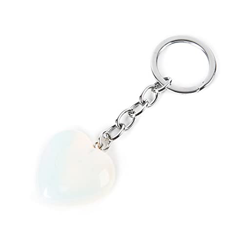 YGLINE Schlüsselanhänger mit natürlichem Herz, Kristallstein, Chakra, Reki, Heilkristall, Edelstein, Perlen, Schlüsselanhänger, opal, Einheitsgröße von YGLINE