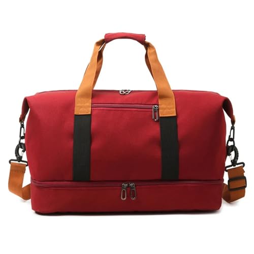 Fashion Travel Bags for Women Large Capacity Men's Sports Bag Waterproof Weekend Sac Voyage Female Messenger Bag Dry and Wet(Red) von YGMNQAL