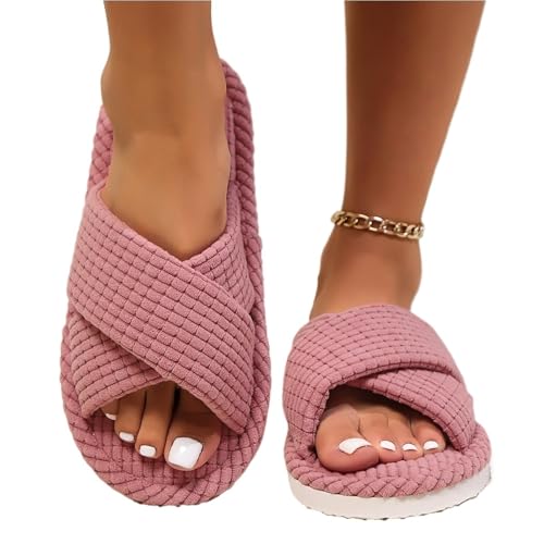 YGMNQAL Frauen Hausschuhe Offene Zehen Damen Hausschuhe Outdoor Indoor Slides Offene Zehen Pantoffeln(Pink,42-43) von YGMNQAL