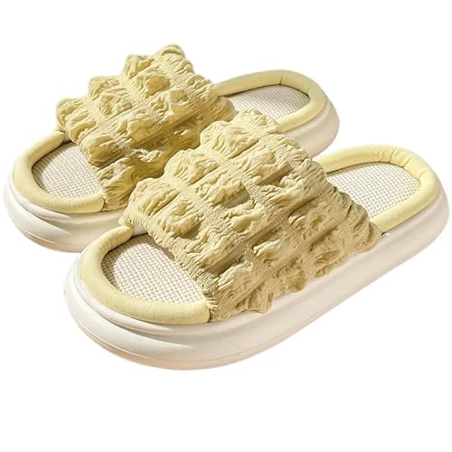 YGMNQAL Frauen Hausschuhe Offene Zehen Damen Hausschuhe Outdoor Open-Toe Erwachsene Indoor Boden Rutschfeste(Yellow,40-41) von YGMNQAL