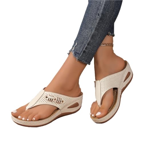YGMNQAL Frauen Hausschuhe Offene Zehen Damen Hausschuhe Rutschfeste Weiche Plateauschuhe Sandalen Slides Damen(WHITE,38) von YGMNQAL
