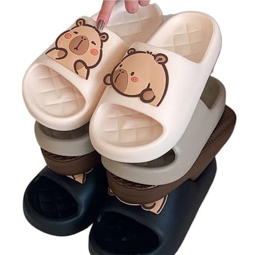 YGMNQAL Frauen Hausschuhe Offene Zehen Dicke Sohle Frauen Hausschuhe Slides Badezimmer Strand Indoor Sandalen Schuhe(Black,42-43) von YGMNQAL