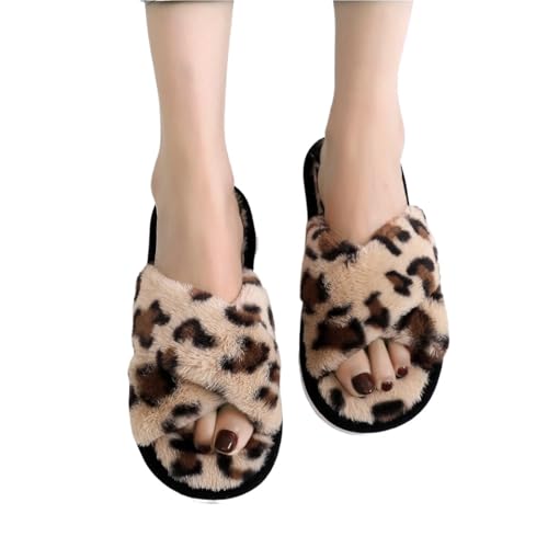 YGMNQAL Frauen Hausschuhe Offene Zehen Hausschuhe Damen Slides Home Flip Flops Indoor Warm Anti Slip Slipper(Color 2,40-41) von YGMNQAL