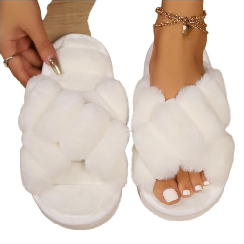 YGMNQAL Frauen Hausschuhe Offene Zehen Hausschuhe Damen Slides Home Flip Flops Indoor Warm Anti Slip Slipper(Color 4,40-41) von YGMNQAL