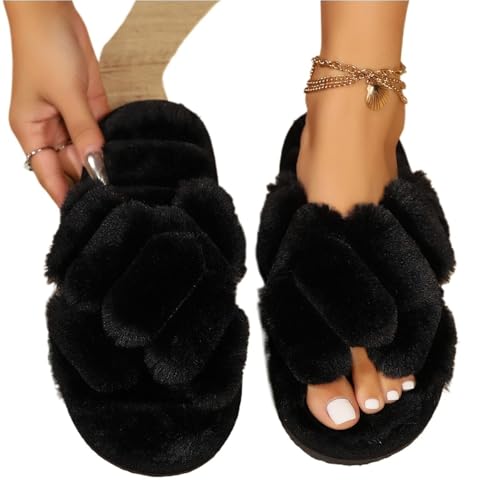 YGMNQAL Frauen Hausschuhe Offene Zehen Hausschuhe Damen Slides Home Flip Flops Indoor Warm Anti Slip Slipper(Color 5,40-41) von YGMNQAL