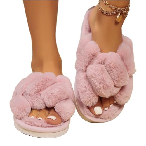 YGMNQAL Frauen Hausschuhe Offene Zehen Hausschuhe Damen Slides Home Flip Flops Indoor Warm Anti Slip Slipper(Color 6,36-37) von YGMNQAL