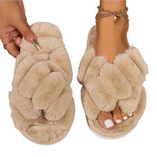 YGMNQAL Frauen Hausschuhe Offene Zehen Hausschuhe Damen Slides Home Flip Flops Indoor Warm Anti Slip Slipper(Color 7,38-39) von YGMNQAL