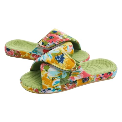 YGMNQAL Frauen Hausschuhe Offene Zehen Hausschuhe For Damen, Offene Zehenpartie, Schlafzimmer-Slides, Baumwollschuhe(Green,41) von YGMNQAL
