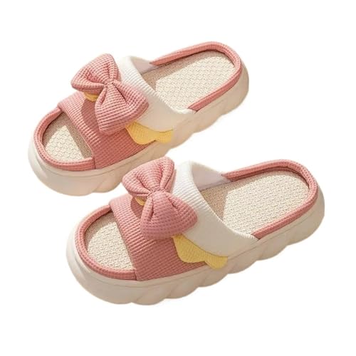 YGMNQAL Frauen Hausschuhe Offene Zehen Offene Zehen Hausschuhe Damen Warme Plüschrutschen Schlafzimmer mit weicher Sohle(Pink,38-39) von YGMNQAL