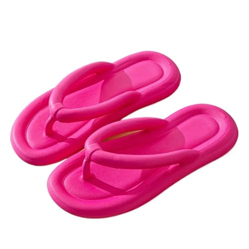 YGMNQAL Frauen Hausschuhe Offene Zehen Weiche Damen-Strand-Rutsch-Hausschuhe Damen Dicke Plattform Offene Zehenrutschen(Pink,36-37) von YGMNQAL