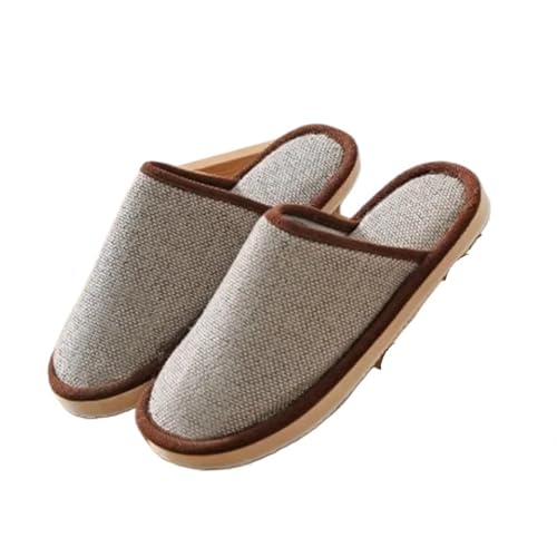 YGMNQAL Home slippers Leinenschuhe Damen Und Herren Haushaltshausschuhe Innenbodenschuhe Sommer Damen Stumme Hausschuhe Sandalen Hausschuhe(Brown 2,38 39-01) von YGMNQAL