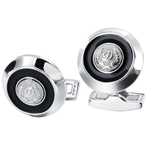 YGMNQAL Manschettenknöpfe D-Anfangs-Manschettenknöpfe, runde schwarze Emaille-Manschettenknöpfe, Hemd, Mann, Hochzeitsschmuck oder Accessoires von YGMNQAL