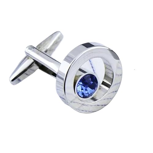 YGMNQAL Manschettenknöpfe Hemd-Manschettenknöpfe for Herren und Damen, Business, Bankett, Hochzeit, Rede, einfache Metall-Kristall-Manschettenknöpfe(Blue) von YGMNQAL