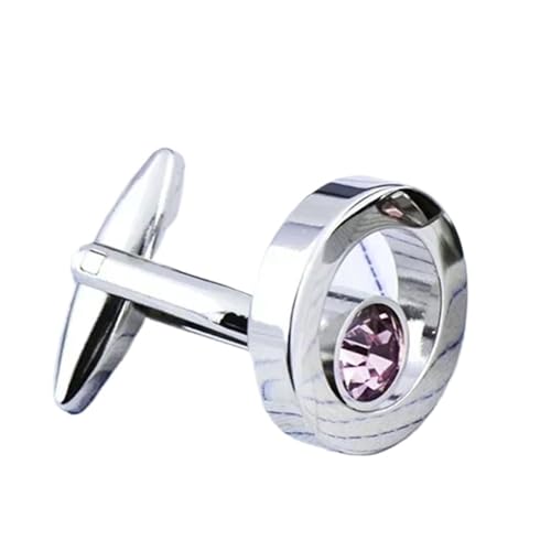 YGMNQAL Manschettenknöpfe Hemd-Manschettenknöpfe for Herren und Damen, Business, Bankett, Hochzeit, Rede, einfache Metall-Kristall-Manschettenknöpfe(Pink) von YGMNQAL