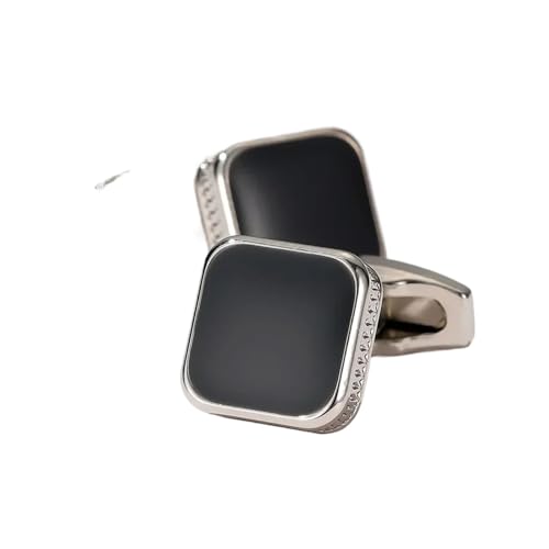YGMNQAL Manschettenknöpfe Herren-Manschettenknöpfe, quadratisch, schlicht, klassisch, Business-Manschettenknöpfe, 3 Farben erhältlich, Hemden, Accessoires, Schmuck(Black02) von YGMNQAL