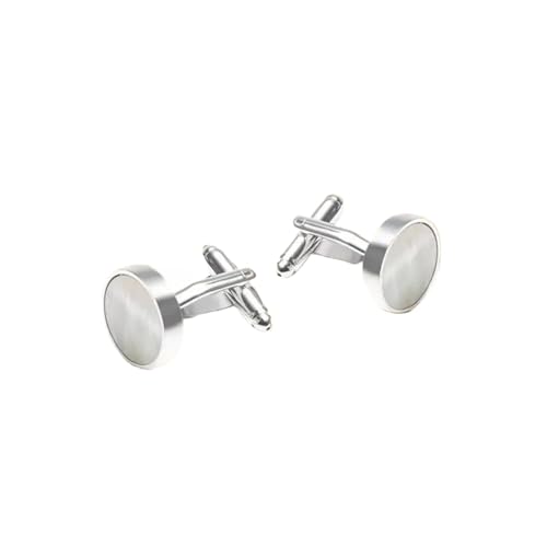 YGMNQAL Manschettenknöpfe Männer Schmuck Manschettenknöpfe Runde Shell Manschettenknöpfe Hochzeit Bankett Bräutigam Manschettenknöpfe Kupfer Manschettenknöpfe(Sliver) von YGMNQAL