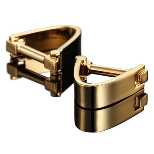 YGMNQAL Manschettenknöpfe Manschettenknöpfe aus poliertem Edelstahl for Herren in U-Form, elegante Gentleman-Manschettenknöpfe(Gold) von YGMNQAL