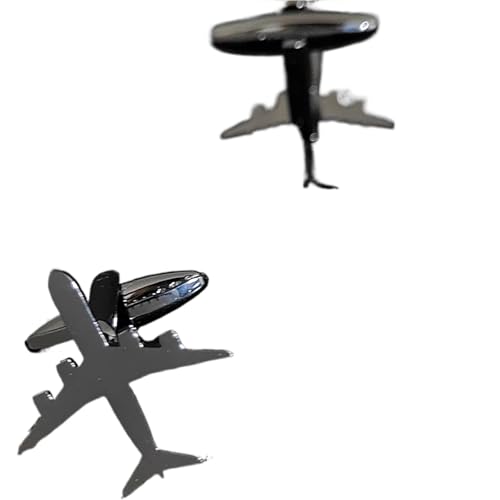 YGMNQAL Manschettenknöpfe Manschettenknöpfe for Herren, Edelstahl-Flugzeug-Hemd-Manschettenknöpfe(Black) von YGMNQAL