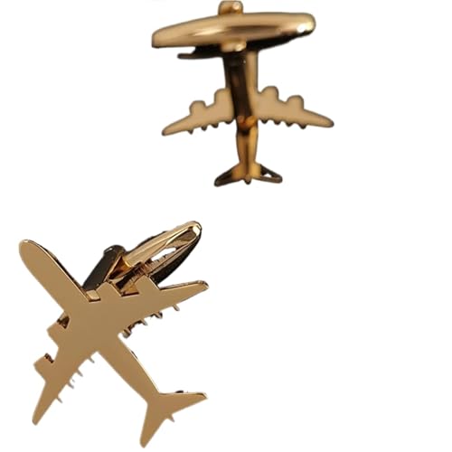 YGMNQAL Manschettenknöpfe Manschettenknöpfe for Herren, Edelstahl-Flugzeug-Hemd-Manschettenknöpfe(Gold) von YGMNQAL