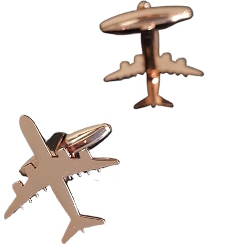 YGMNQAL Manschettenknöpfe Manschettenknöpfe for Herren, Edelstahl-Flugzeug-Hemd-Manschettenknöpfe(Rose Gold) von YGMNQAL