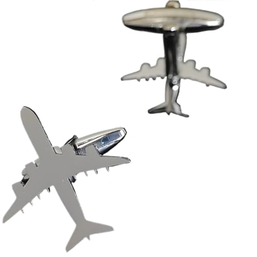 YGMNQAL Manschettenknöpfe Manschettenknöpfe for Herren, Edelstahl-Flugzeug-Hemd-Manschettenknöpfe(Silver) von YGMNQAL