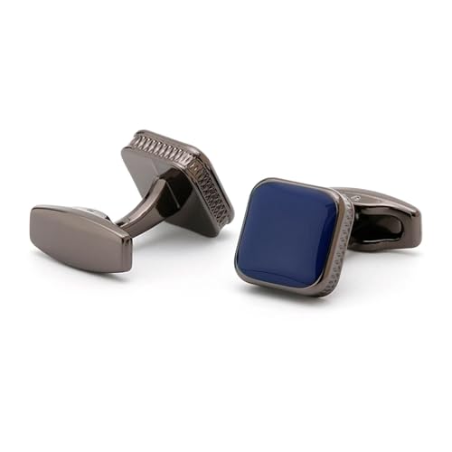 YGMNQAL Manschettenknöpfe Manschettenknöpfe for Herren, Muschel, quadratischer Knopf, formell, lässig, Hemd, Manschettenknöpfe, Hochzeit(Black Blue) von YGMNQAL