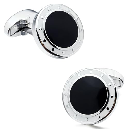 YGMNQAL Manschettenknöpfe Manschettenknöpfe for Herren, blaue und schwarze Designer-Herrenhemd-Accessoires(Black) von YGMNQAL