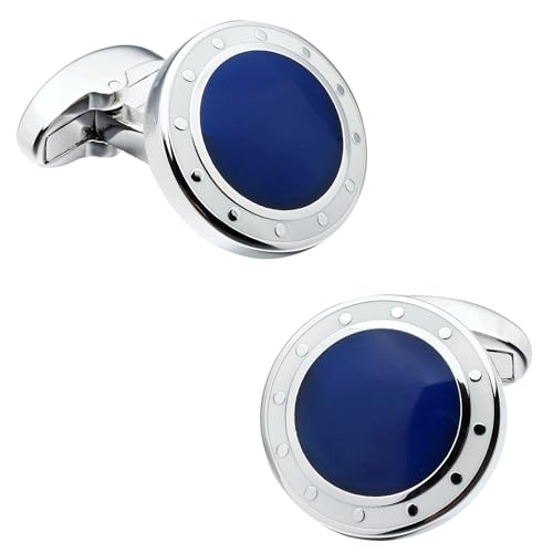 YGMNQAL Manschettenknöpfe Manschettenknöpfe for Herren, blaue und schwarze Designer-Herrenhemd-Accessoires(Blue) von YGMNQAL