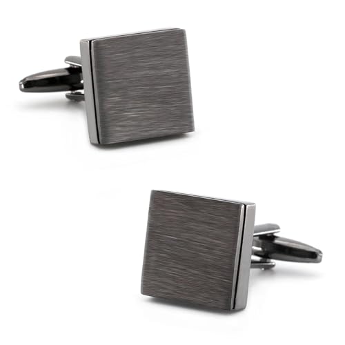 YGMNQAL Manschettenknöpfe Metalldrahtgezogene Manschettenknöpfe for Herren, quadratisches Design, Manschettenknöpfe aus Messingmaterial(Black) von YGMNQAL